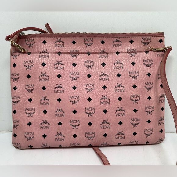 MCM Visetos Original Authentic Crossbody Bag Pouch Powder Pink - Picture 2 of 12